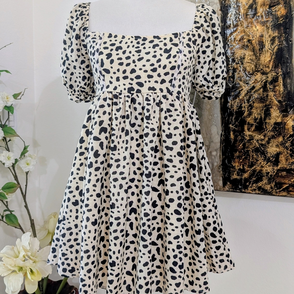 Altar'd State Cream and Black Spotted Dress